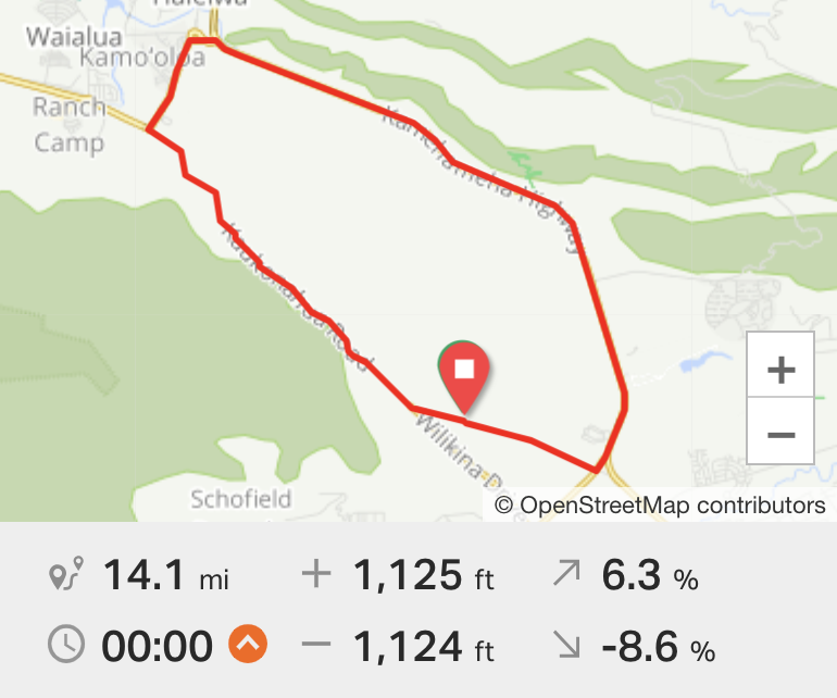 A map of the Pineapple Hill Road Race course.